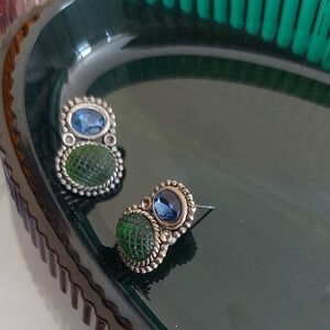 Elegant Silver and Green Earrings